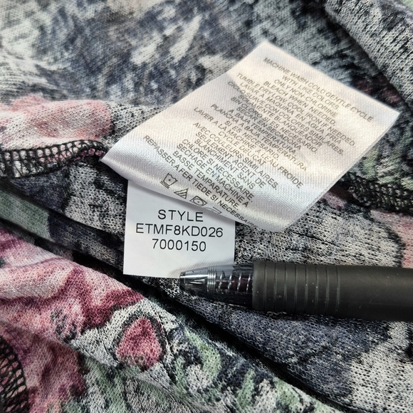 Ellen Tracy Floral 3/4 Sleeve Faux Wrap Dress Size M Vibrant Multicolor Midimax - Picture 13 of 13